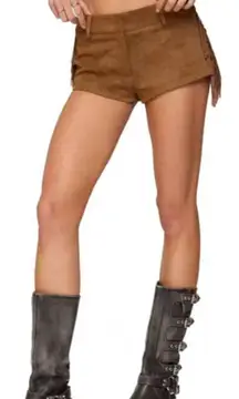 Edikted brown suede micro shorts