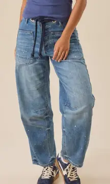 ALTARD STATE WOMENS DARK BARREL JEAN PAINT SPLATTER 27