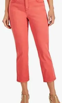 Style & Co Cotton Coral Cherry On Top High Rise Curvy Capri Jeans 12