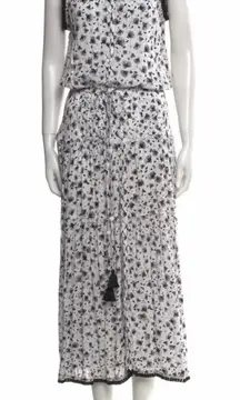 Poupette St Barth Maxi Dress Size Medium White Print Sleeveless Shirtdress