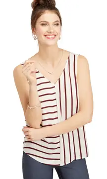 Sunday in Brooklyn Striped Sleeveless‎ Blouse Top XS Evereve NWT Ivory Red Black