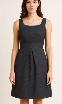 J.Crew Women’s Textured Grey Sleeveless Midi Dress Size 4 Preppy Goth Whimsical