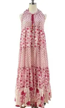 Ro’s Garden Sofia Maxi Dress Anthropologie Tiered Coverup Sundress Pink Floral