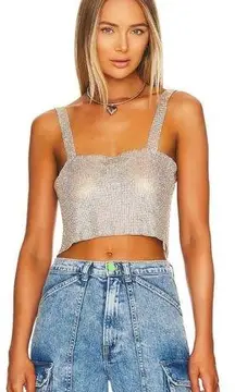 Superdown Mackenzie Crop Top in Gold