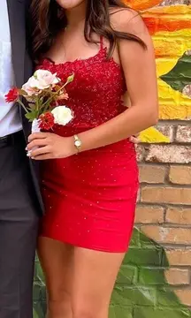 Zapaka Red Sparkly Homecoming Dress