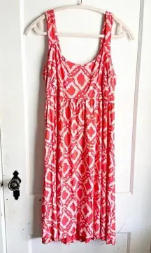 Fresh Produce Sleeveless Tank Swing Dress Graphic Print Coral Pink Size Large L