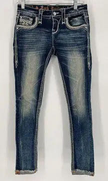 Rock Revival Jelina Ankle Skinny Blue Denim Jeans Women’s Size 25