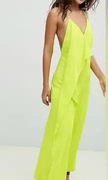 ASOS  2 Tall Minimal Jumpsuit Neon Green Strappy One Piece