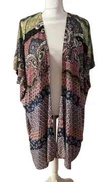 Angie Size M Kimono Boho Bohemian Open Front Floral Indie