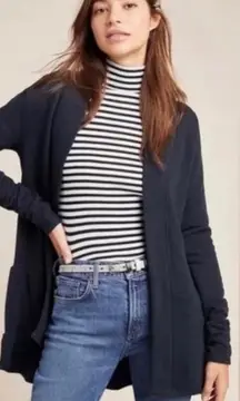 Anthropologie Black Lila Tiered Babydoll Ruffled Back Open Front Cardigan