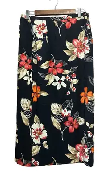 Alfred‎ Dunner Women's Floral Maxi Skirt Red White Orange Black Size 8