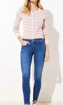 Chewed Hem Slim Pocket Skinny Crop Jeans In Botanic Blue Wash