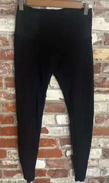Black Stretch Elastic Sides Line Down Front Leggings Size S