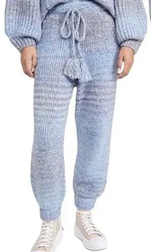 LoveShackFancy Blue Horizon Ombré Stripe Knit Wool Alpaca Blossom Pants Joggers