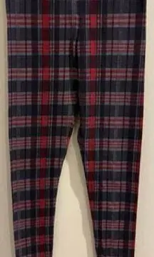 FULL TILT Size Small High Rise Grey and Red Plaid Skinny Leggings