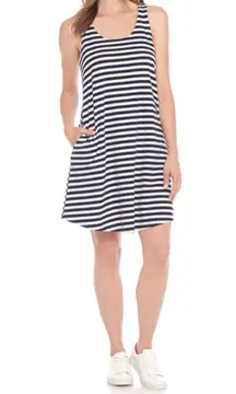 Sleeveless Black & White Striped Dress