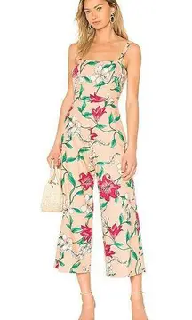 Privacy Please Hydrangea Linen Wide Leg Floral Pink Jumpsuit Small