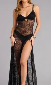 whispered touch sheer lace maxi dress