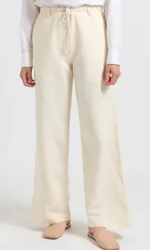 The Row Silk & Linen Wide Leg Dandy Pants in Ivory Women’s