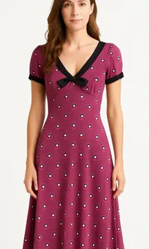 Unique Vintage x GB Dress Women XS Purple Fit and Flare‎ Clock Print Retro Boho