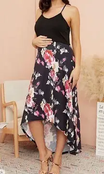 Womens Baikea Sleeveless Floral High Low Maternity Breastfeeding Maxi Dress  S