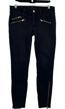 Juicy Couture Size 28 Skinny‎ Jeans Black Denim Pants Zip Ankle Multi Zip Detail
