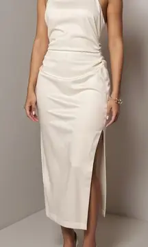 BHLDN Halter Satin Column Midi Dress, Ivory, Medium