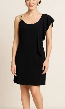 Betsy and Adam Black with Gold One Shoulder - Size 8