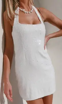 NEW NWOT Show Me Your Mumu Samba Halter Sequin Mini Dress In White