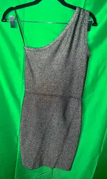 NWT L’Agence Gold Metallic One Shoulder Mini Dress size XS