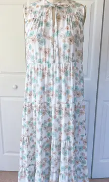 Uniqlo x Paul & Joe Tiered Sleeveless Dress in White Crysanthemum