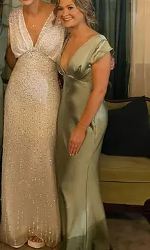 Green Hello Molly Dress Satin