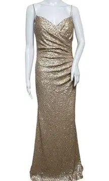 Sorella Vita Dress Womens 10 Gold Sequin Gown Formal Prom Party Special Occasion