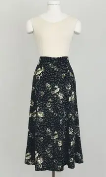 Vintage ✨ Botanical Button-Front Midi Skirt