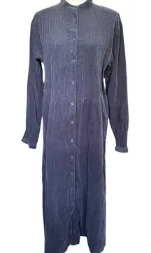 Vintage L.L. Bean Blue Corduroy Button-Down Dress Size 14