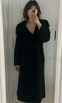 Maxmara wool angora blend black teddy like wrap coat