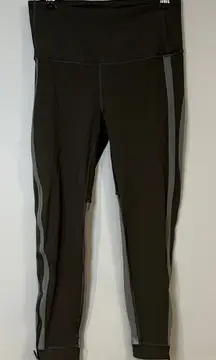 Lululemon olive green zip the line crop 23” leggings with mesh