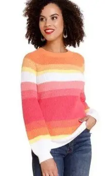 Cupcake Clothing womens small max sunrise colorblock sweater cute bright pink or