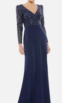 MAC DUGGAL EMBELLISHED‎ LONG SLEEVE BODICE COLUMN DRESS Style #67887