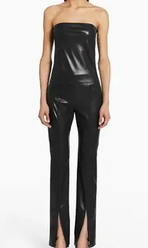 Amanda Uprichard Black Faux Leather Split Hem Pants