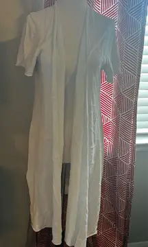 Womens Small Eileen Fisher 100% Organic Linen short-sleeved open-front cardigan.