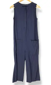 Steven Alan Jumpsuit Wide Leg Size P Sleeveless Button-Up Women Blue Denim Style