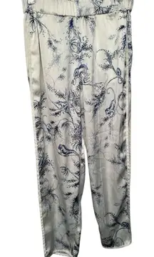 Aritzia Little Moon Blue and White Snapdragon Satin PJ Style Pant