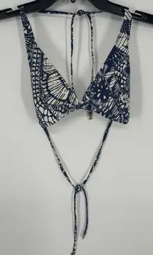 Tory Burch Baltic Sea Dream String Bikini Top Triangle Printed Navy Size XS‎