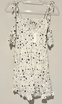 Olivaceous cold shoulder tie strap Romper white‎ Black Star Pattern size small