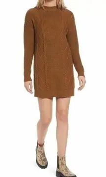 BP . Cotton cable knit sweater dress, XX-Small women’s olive green