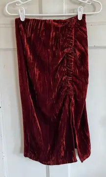 Zara rust orange ruched velvet midi shirt size small