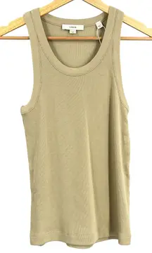 Vince Ribbed Stretch Knit Tank Top Beige Sleeveless Shirt Size S New