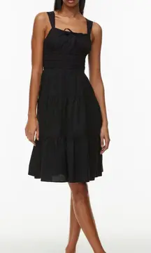 ARITZIA Sunday Best Martine Poplin Tiered Midi Dress Black Small