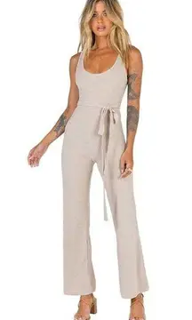 Princess Polly  Callie Ribbed Flare Leg Sleeveless Jumpsuit Size 4